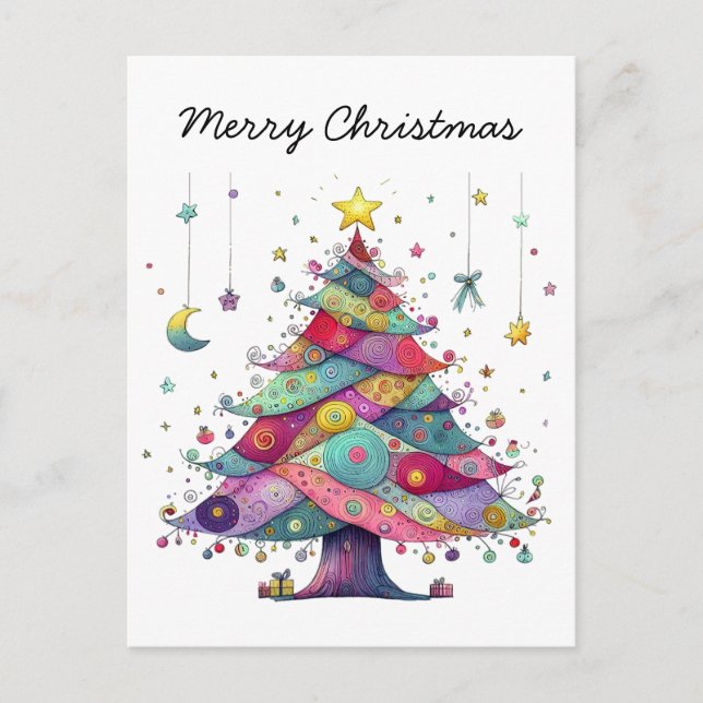 Arbol de Navidad caprichoso, estilo de arte popula (Anverso)