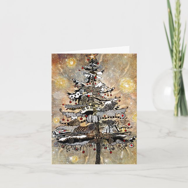 Árbol de navidad caprichoso Notecard (Anverso)