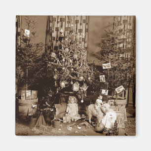 Árbol de Navidad Circa 1900 y imán de juguetes