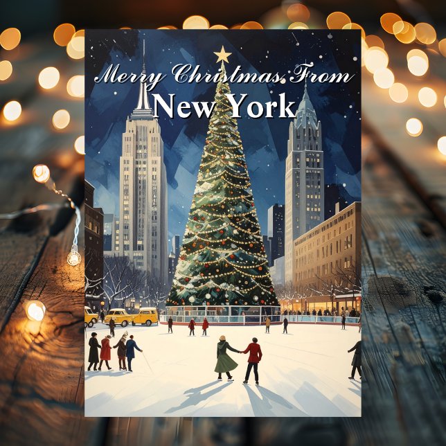 Árbol de Navidad clásico de la ciudad de Nueva Yor (Classic New York City Christmas Tree Holiday Card
)