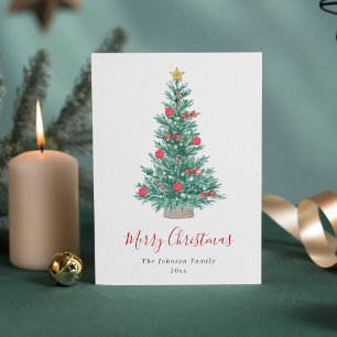 Árbol de Navidad con Acuarela Festiva Tarjeta no F