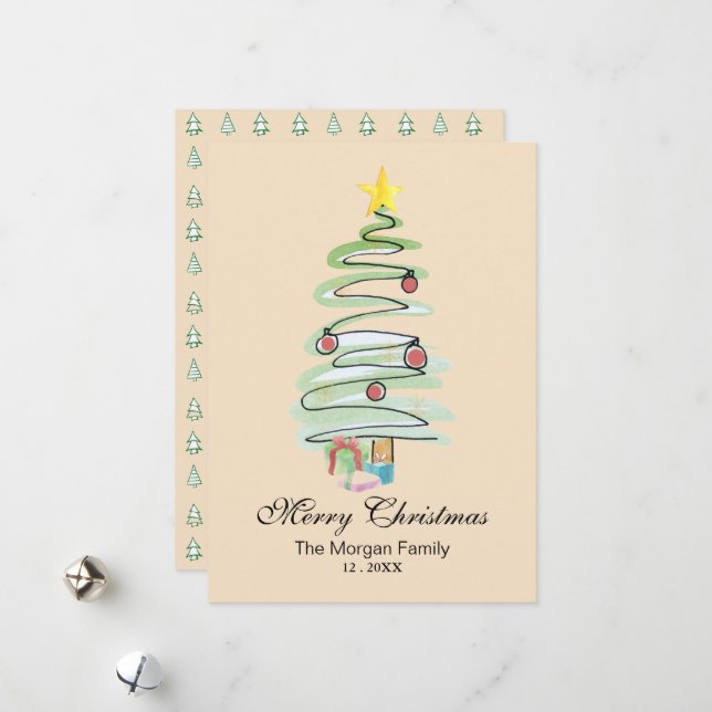 Árbol de Navidad con Acuarela Mínima No Fotográfic (Anverso/Reverso In Situ)