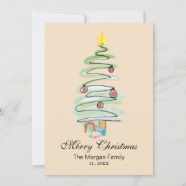 Árbol de Navidad con Acuarela Mínima No Fotográfic