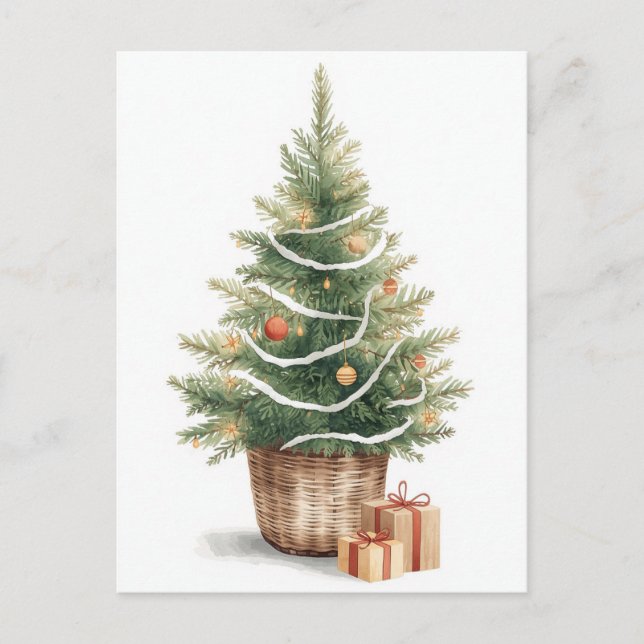 Árbol de Navidad con Acuarela Minimalista (Anverso)