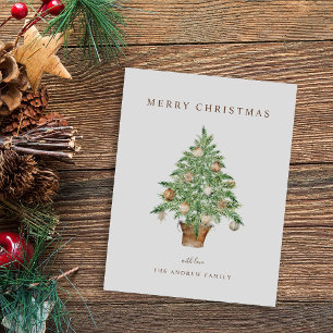 Árbol de Navidad con Acuarela Minimalista Moderna