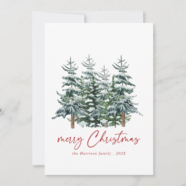 Árbol de Navidad con Acuarela Moderna No Fotográfi (Anverso)