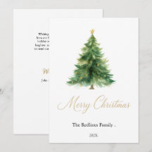 Árbol de Navidad con Acuarela Moderna Tarjeta de F