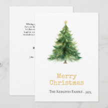 Árbol de Navidad con Acuarela Moderna Tarjeta de F
