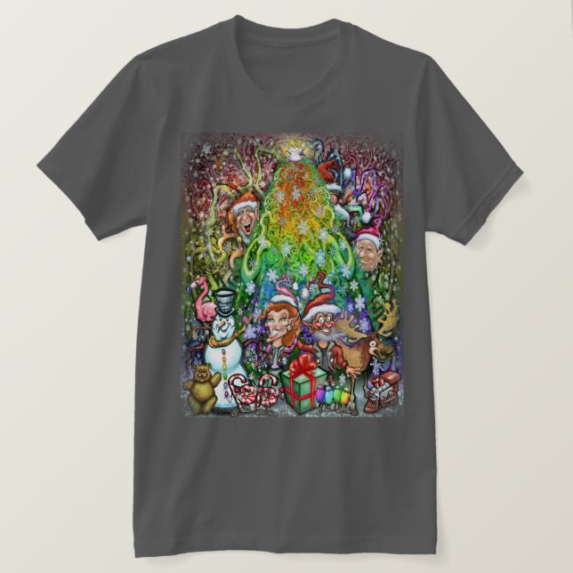 Árbol de Navidad con arcoiris con camiseta de Trim (Anverso del diseño)