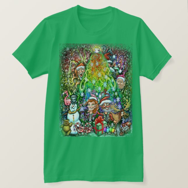 Árbol de Navidad con arcoiris con camiseta de Trim (Anverso del diseño)