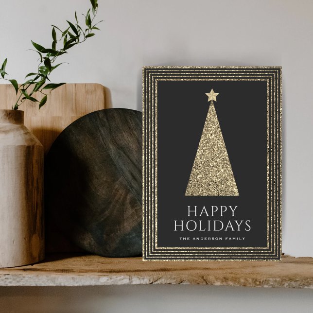 Árbol de Navidad con brillo de oro cobre y carbón (Subido por el creador)
