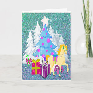 Árbol de Navidad con caballos y regalos Purpurina 