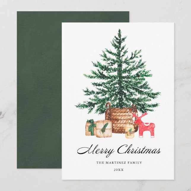 Árbol de Navidad con caligrafía de regalo (Anverso / Reverso)