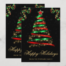 Árbol de Navidad con Cinta Brillante Verde y Roja