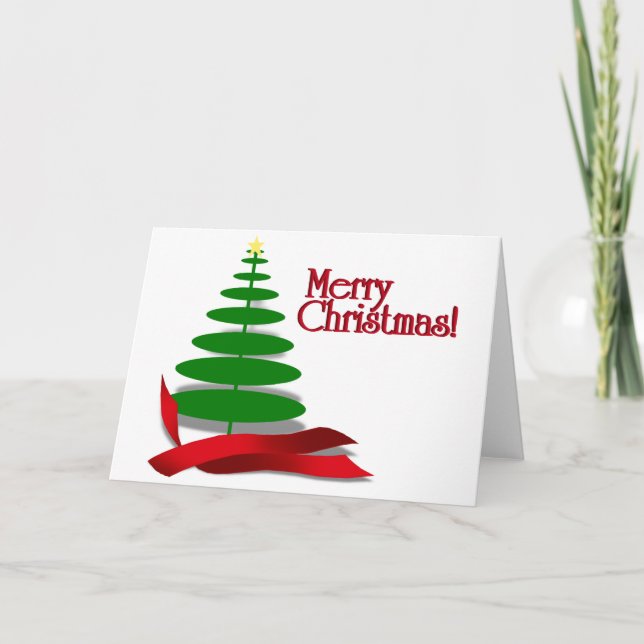 Árbol de Navidad con cinta roja (Anverso)