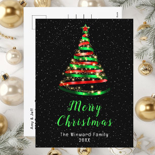 Árbol de Navidad con Cinta Roja y Verde Feliz Navi