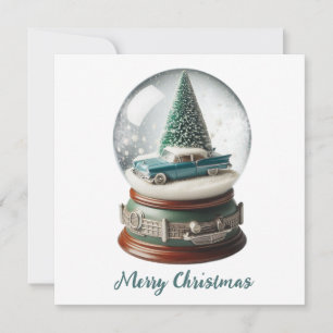 Árbol de Navidad con Coche Antiguo en Bola de Niev