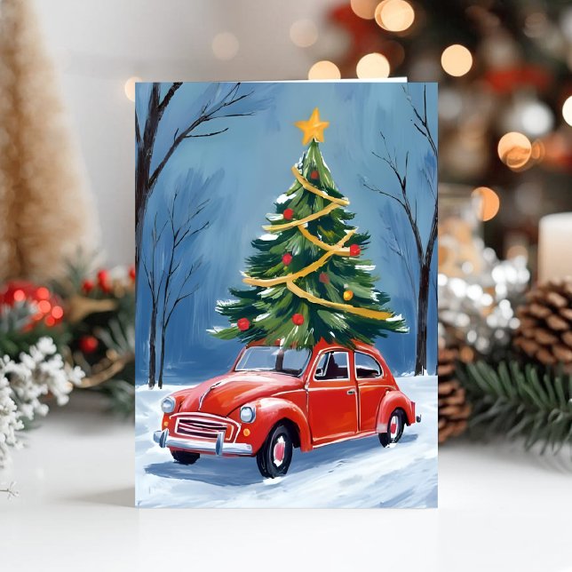 Árbol de Navidad con Coche Antiguo Rojo (Subido por el creador)