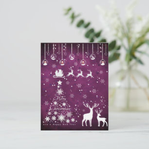 Árbol de navidad con copos de nieve, reno