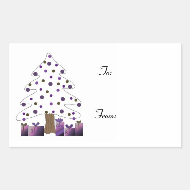 Árbol de Navidad con etiqueta de regalo Purple Pre (Anverso)