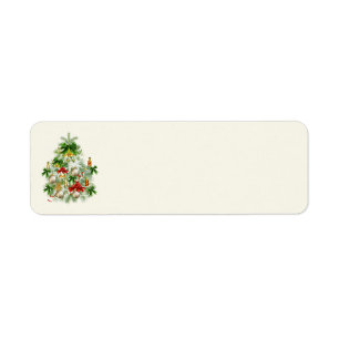 Árbol de Navidad con etiquetas de dirección de vel