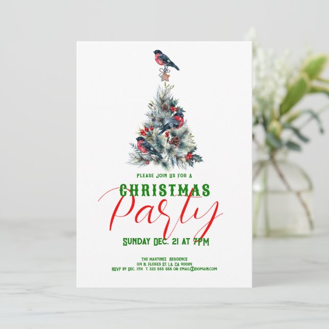 Árbol de Navidad con invitación de Fiesta de Bullf (Anverso de pie)
