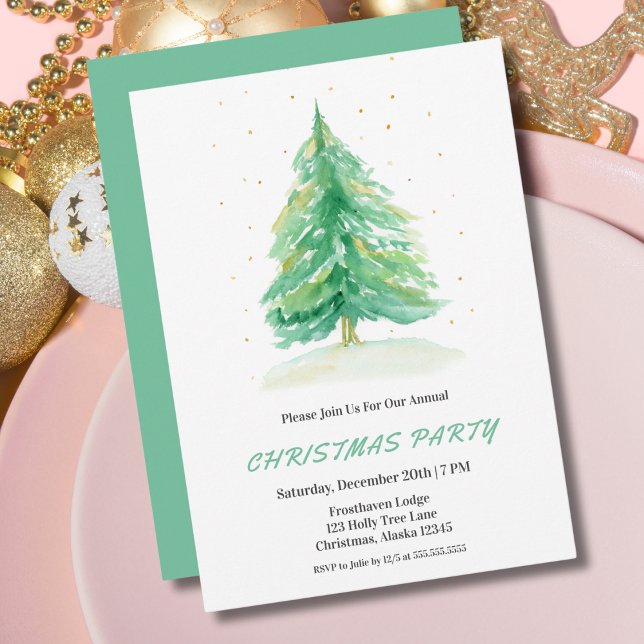Árbol de Navidad con Invitación de Nieve Dorada en (Subido por el creador)