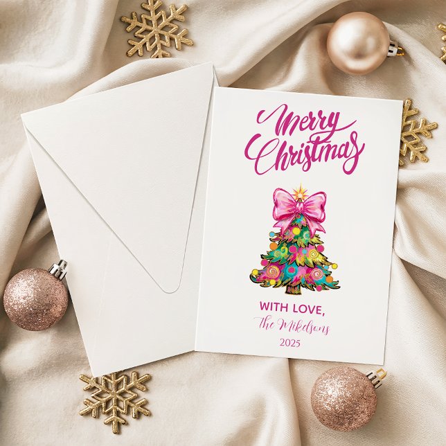Árbol de Navidad con lazo rosa caprichoso (Subido por el creador)