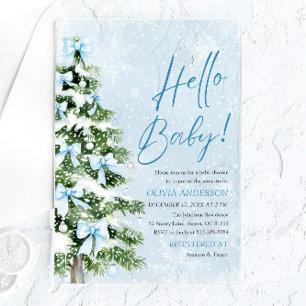 Árbol de Navidad con Lazos Azules Invitación de Ba