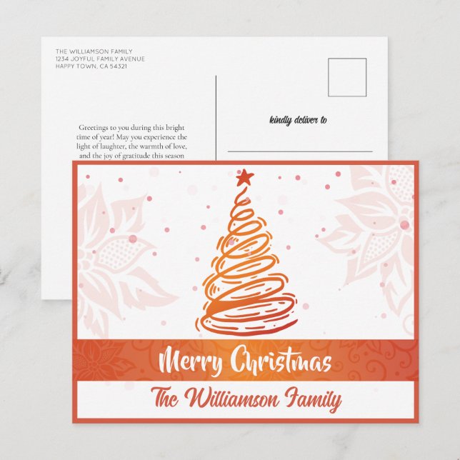 Árbol de Navidad con líneas curvas Flor de Nochebu (Anverso / Reverso)