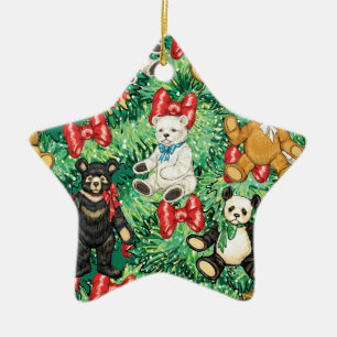 Árbol de navidad con los ornamentos del oso de