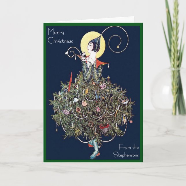 Árbol de Navidad con moda Art Deco en blanco por d (Anverso)
