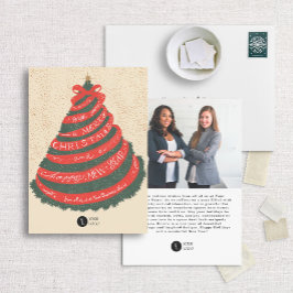 Árbol de Navidad con negocios de cinta de mano