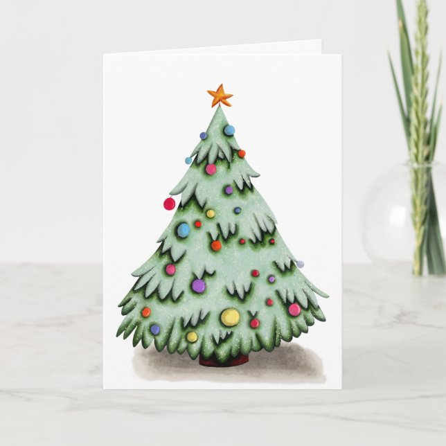 Árbol de Navidad con ornamentos ilustrados (Anverso)