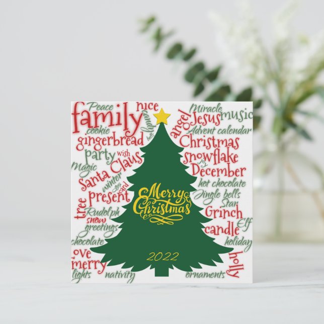 Árbol de Navidad con palabras Navidades (Anverso de pie)