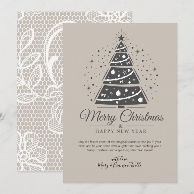 Árbol de Navidad con patrón de encaje de escritura (Anverso / Reverso)