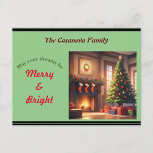 Árbol de Navidad con regalos y chimenea