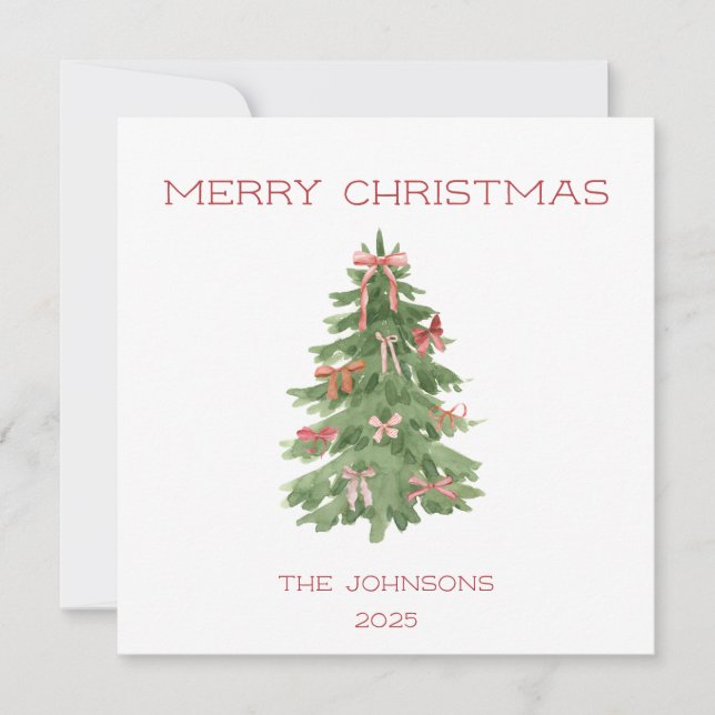 Árbol de Navidad con tarjeta de vacaciones Bows (Anverso)