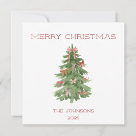 Árbol de Navidad con tarjeta de vacaciones Bows