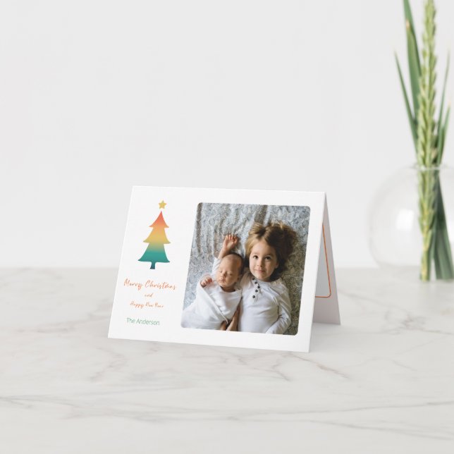 Árbol de Navidad con tarjeta de vacaciones en el c (Anverso)