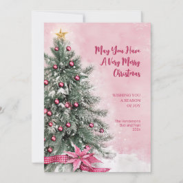 Árbol de Navidad con tarjeta de vacaciones plana r