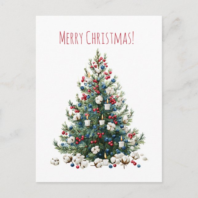 Árbol de Navidad con técnica de acuarela, tarjeta  (Anverso)