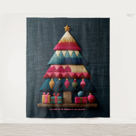 Árbol de Navidad con textura de tela acolchada aco