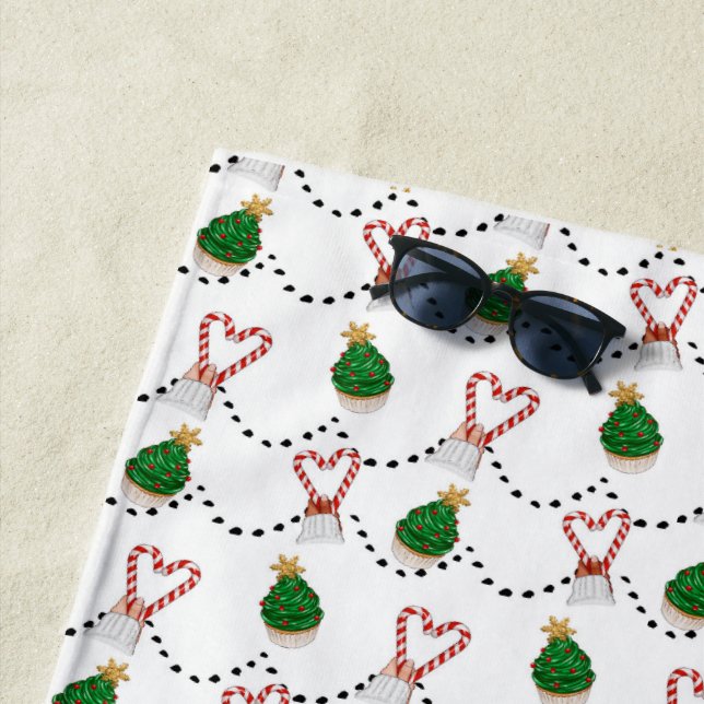 Árbol de Navidad con toalla de playa de Candy Hear (In situ)