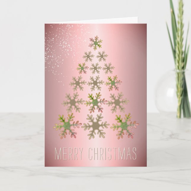 Árbol de Navidad Copo de Nieve de Oro Rosa Navidad (Anverso)