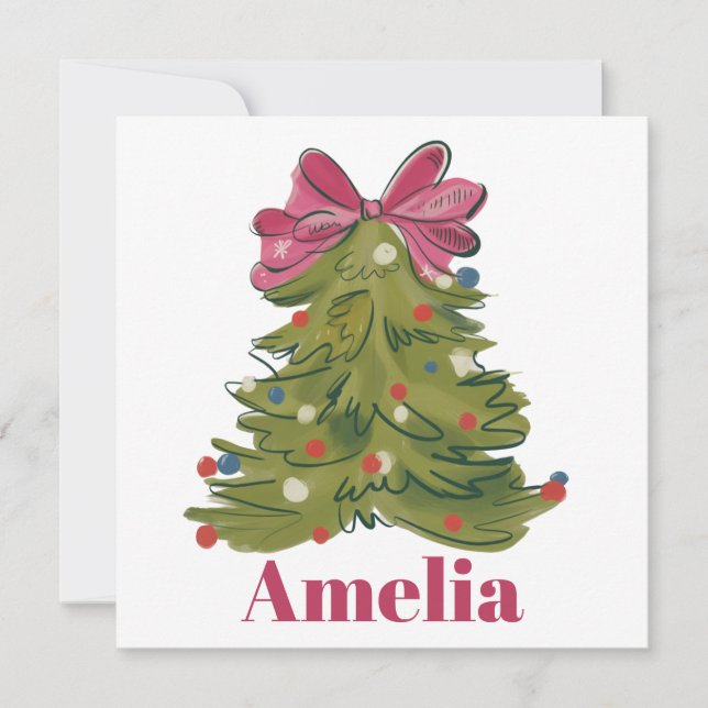 Árbol de Navidad Coquette con Nombre Personalizado (Anverso)