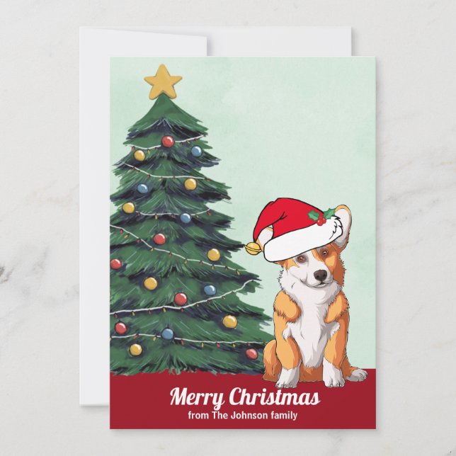 Árbol de Navidad Corgi Santa Hat personalizado (Anverso)
