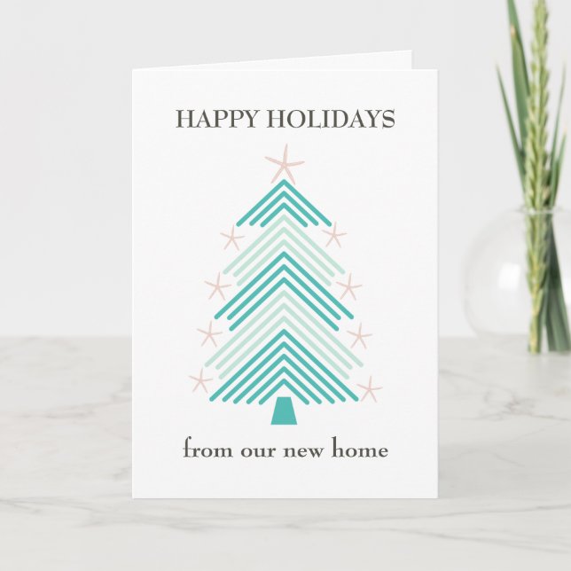 Árbol de Navidad costero Nueva tarjeta de saludo d (Anverso)