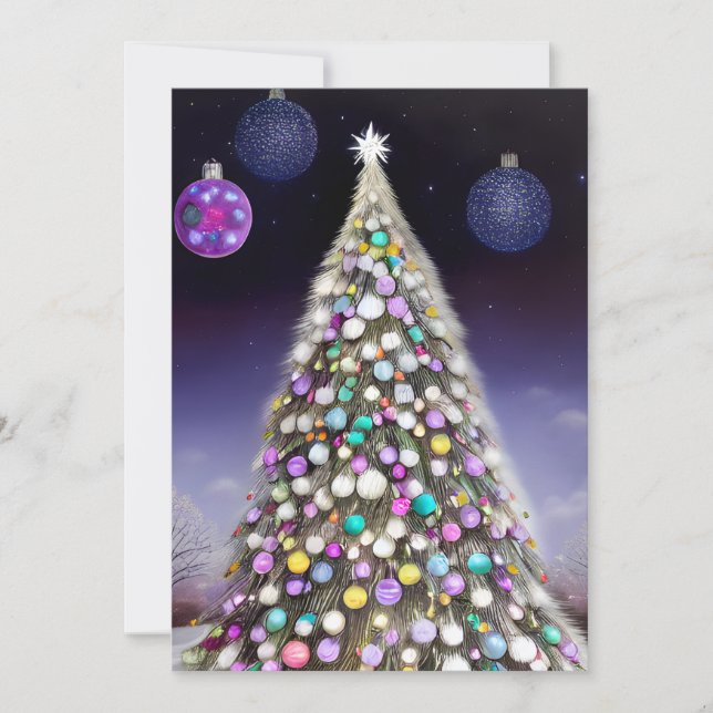 Árbol de Navidad cubierto de ornamentos (Anverso)