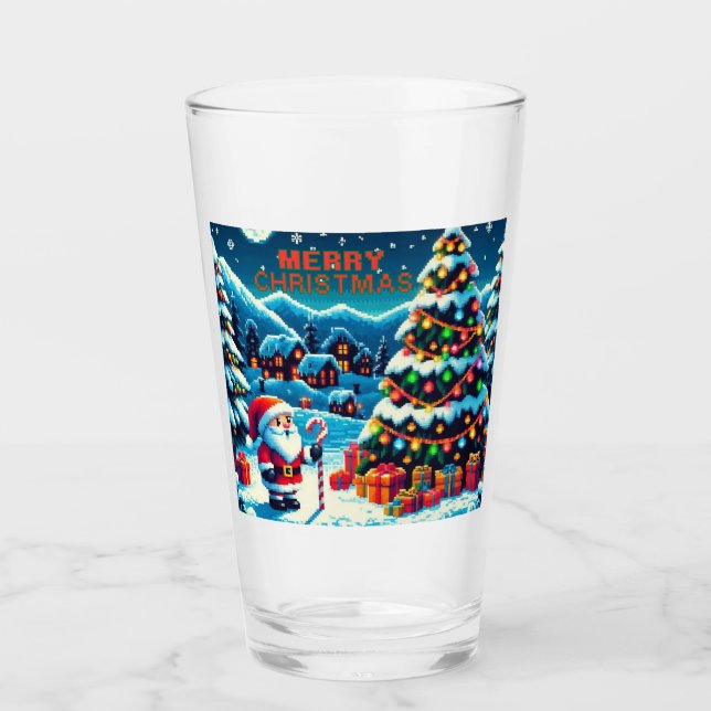 Árbol de Navidad de 8 bits y Santa (Anverso)